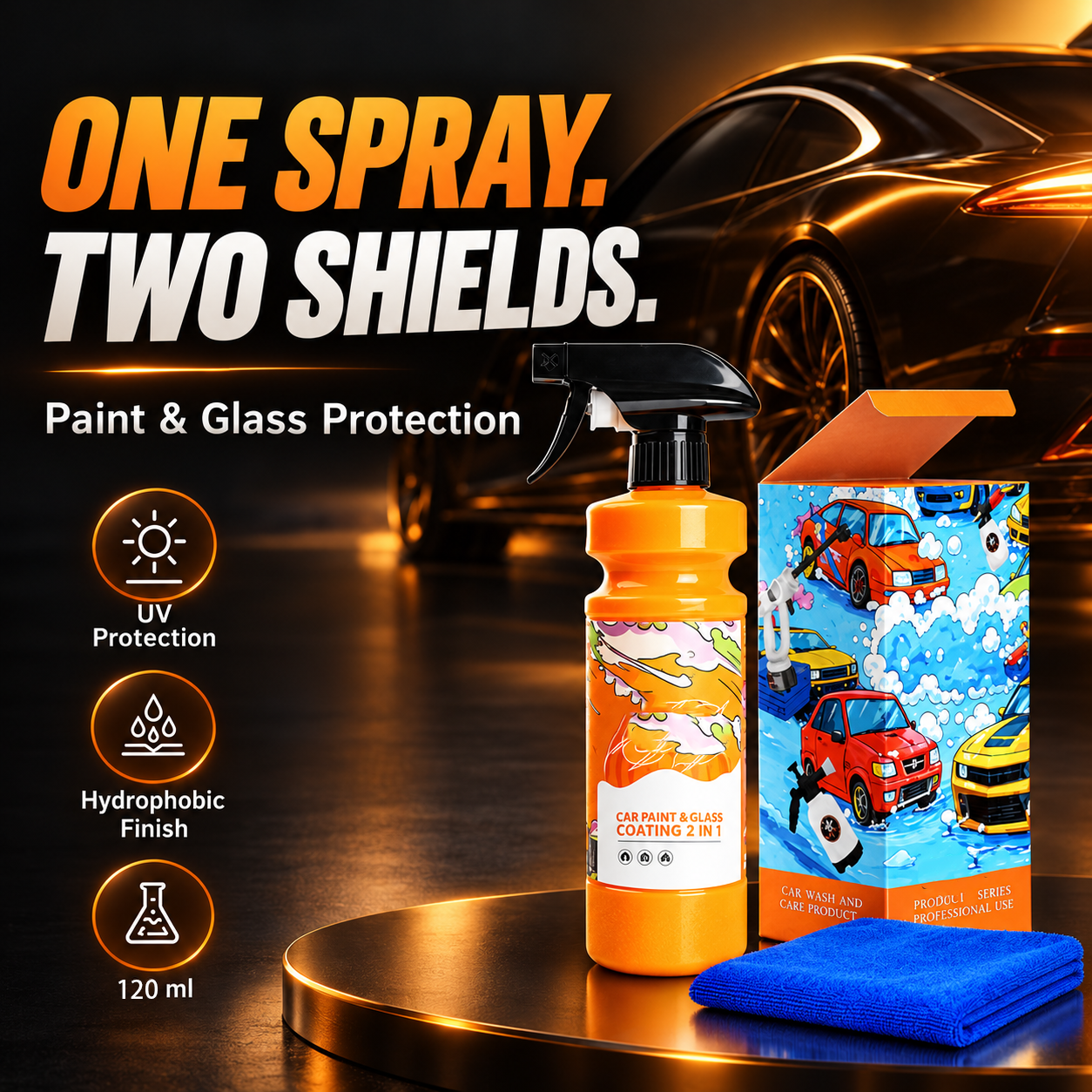 2-in-1 Car Paint & Glass Coating Spray – 120ml – homepureclean